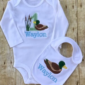 One Lucky Duck, Shirt or Bodysuit. Mallard Birthday Shirt. lucky duck theme, mallard duck theme. image 4