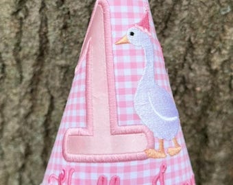 Personalized, One Silly Goose Birthday Hat, Goose Birthday Hat, One Silly Goose theme, Goose theme. Southern Baby Birthday.  Embroidered.