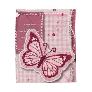 Pink Patchwork Butterfly Velveteen Plush Blanket | Soft Floral Plaid Throw