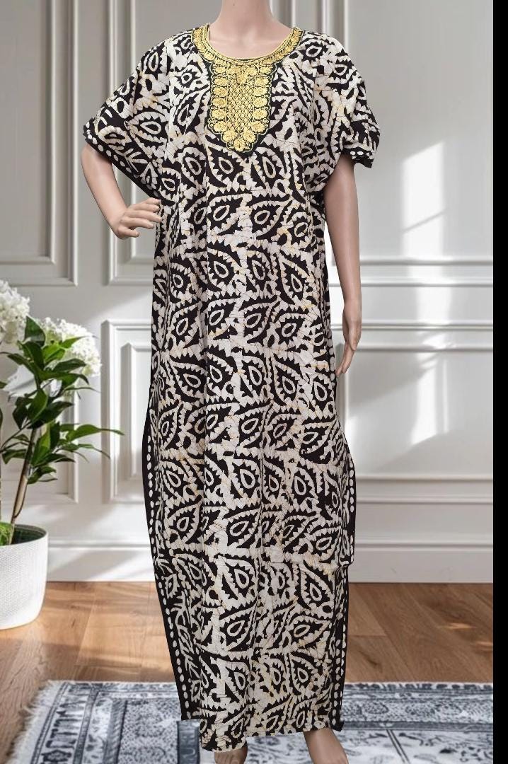 Original Hand Batik Block Print Kaftan für Frauen- Baumwolle Kaftan, Strand Cover Up, Plus Size Kaftan, neue Kaftan Muster