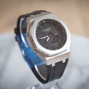 Casio G-Shock GA-2100 Metal Case Custom Built with Black Resin Band