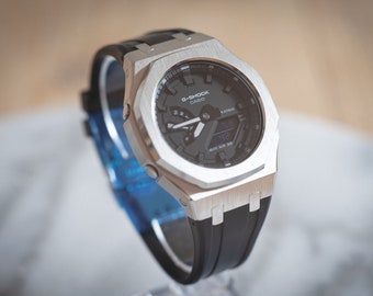 Casio G-Shock GA-2100 Caixa de metal personalizada com pulseira de resina preta