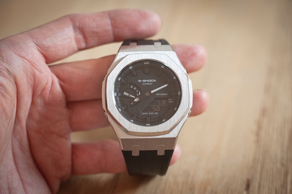 時計 G-SHOCK GA-2100 + casioak case CASIO G-SHOCK GA-2100 Custom Metal Casioak White Rubber