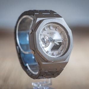 Casio Bespoke G-Shock GA-2100FF Grey Metal Case - Full Stainless Steel Casing with Silver Dial