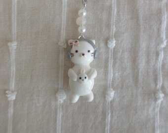 Headphone Cat Phone Charm/Keychain