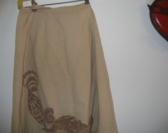 vintage 1970s wrap skirt with sea shell motif