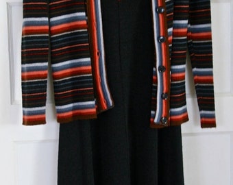 Vintage 1970s knit dress and cardigan