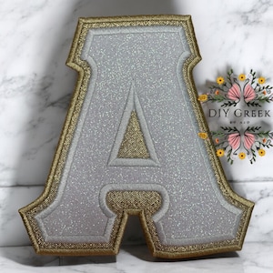 Weißer Glitter und Gold Metallic griechischer Buchstabe Aufnäher