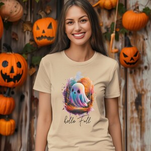 Cute Fall Ghost Shirt - Spooky Season Fall Tees - Halloween Ghost Shirt - Halloween Lovers Tshirt Gift - Fall Tee Shirt - Cozy T-shirts