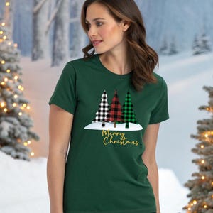 Christmas Trees Holiday T-Shirt-Festive Graphic Tee-Christmas Gift for Women-Soft Unisex Holiday Shirt- Merry Christmas T-shirt- Holiday Tee