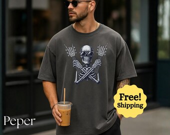 Comfort Colors Vintage Skeleton Rock Guitar Funny electric guitar tee