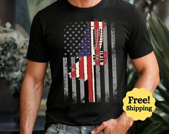 Disc Golf T-Shirt Vintage amerikanische Flagge Disc Golfer Geschenk