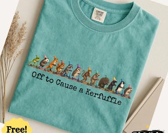 Off To Cause A Kerfuffle Frog Raccoon Opossum Comfort Colors Shirt Funny Gift