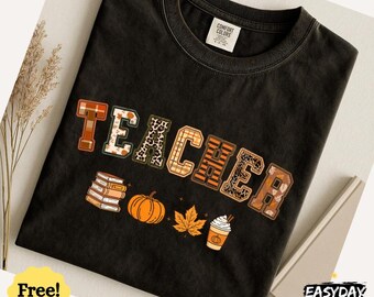 Comfort Colors Vintage Fall Vibes Teacher Funny Autumn Thanksgiving Teacher Gift