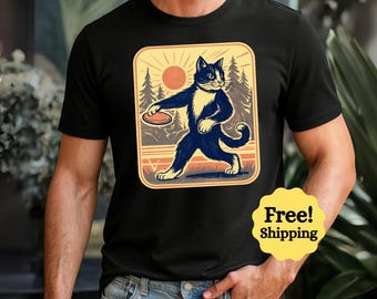 Disc Golf T-Shirt Vintage Katze Disc Golfer Geschenk