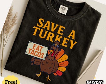 Comfort Colors® Vintage Thanksgiving T-Shirt, Funny Save a Turkey Fall Season Gift