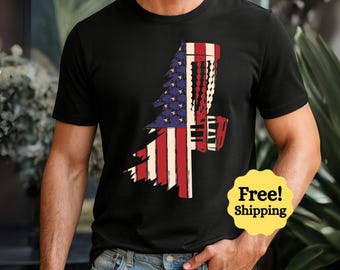 Disc Golf T-Shirt Vintage amerikanische Flagge Disc Golfer Geschenk
