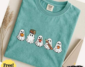 Comfort Colors® Custom Halloween Teacher T-Shirt, Spooky Ghost Teacher Gift