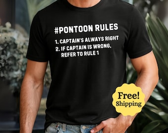 "Lustiges ""Ponton Rules"" Kapitän T-Shirt: Lake Life Bootfahren Geschenk."