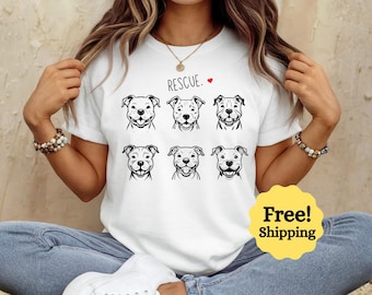 Rescue Dog Pitbull T-Shirt For Pit bull Mom Dad Dogs Lover Tee