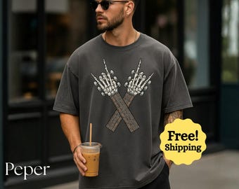 Comfort Colors Vintage Skeleton Rock Guitar Funny electric guitar tee