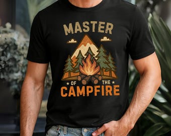 Camiseta "Maestro de la fogata", diseño vintage de montaña para acampar