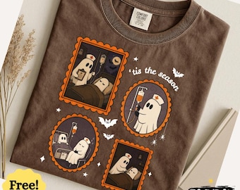 Comfort Colors® Halloween Nurse T-Shirt, Spooky Ghost Nurse Gift