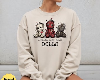 I Still play with doll Funny Voodoo Doll Halloween T-Shirts Vintage Comfort Color