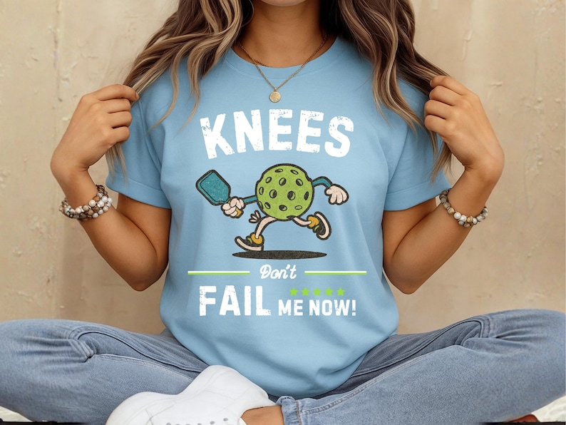 Funny Pickleball Gift for Men Women, Knee Don't Fail me Now Vintage Pickleball Shirt, Retro Pickleball Apparel for Seniors Lovers image 2