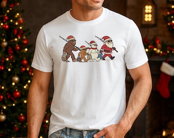Fishing Christmas Shirt, Funny Bigfoot Santa Fisherman Tee, Merry Fishmas Gift, Holiday Bass Fishing Shirt, Vintage Xmas Fisherman Tee