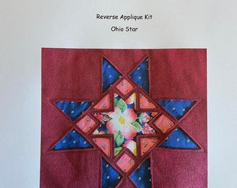 Kit - includes instructions, fabric panel and neck ribbing.  Cranberry Ohio Star