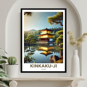 Kinkaku-ji Print - Kinkaku-ji Travel Poster - Digital Art - Wall decor - Art Print - Kinkaku-ji - Buddhist temple -Japan Prints-Kyoto Prints