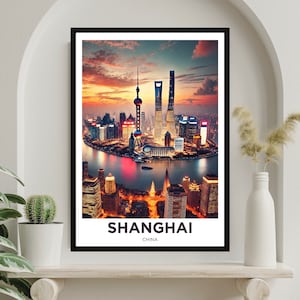 Shanghai Travel Print - Shanghai Travel Poster - Digital Art - Wall decor - Art Print - China Travel - China - Shanghai - City travel poster