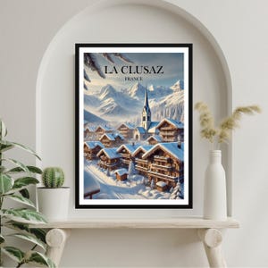 La Clusaz Print - La Clusaz France Poster - Digital Art - Wall decor - La Clusaz Print - Ski Print- Travel Print -Alpes -Haute-Savoie-France