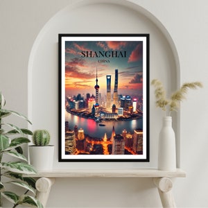 Shanghai Travel Print - Shanghai Travel Poster - Digital Art - Wall decor - Art Print - China Travel - China - Shanghai - City travel poster
