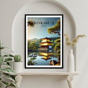Kinkaku-ji Print - Kinkaku-ji Travel Poster - Digital Art - Wall decor - Art Print - Kinkaku-ji - Buddhist temple -Japan Prints-Kyoto Prints