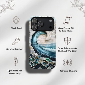 Ocean Wave MagSafe Case: Iridescent Turquoise Beach Design iPhone Cover 17 16 15 14 13 Pro Max, Mini, Galaxy s26 image 4
