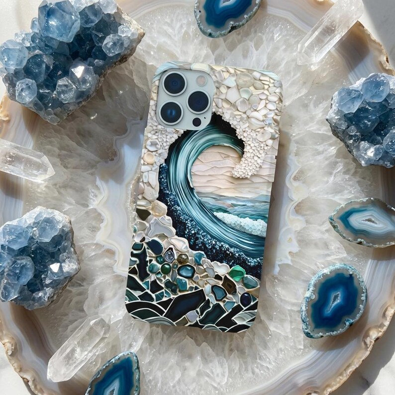 Ocean Wave MagSafe Case: Iridescent Turquoise Beach Design iPhone Cover 17 16 15 14 13 Pro Max, Mini, Galaxy s26 image 5