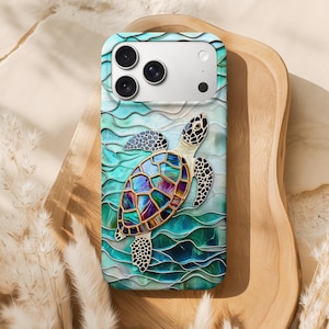 Stained Glass Ocean Waves Magsafe Case | Coastal Seashell Cover