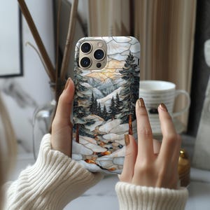Winter Forest iPhone Case | Snowy Mountain Landscape Phone Cover | Nature Scenic Art for iPhone 17 Pro, Galaxy Pixel