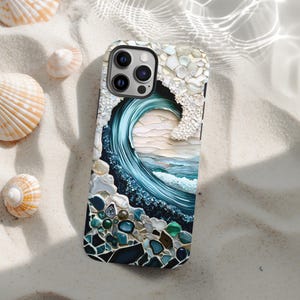 Ocean Wave MagSafe Case: Iridescent Turquoise Beach Design iPhone Cover 17 16 15 14 13 Pro Max, Mini, Galaxy s26 image 2