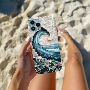 Ocean Wave MagSafe Case: Iridescent Turquoise Beach Design iPhone Cover 17 16 15 14 13 Pro Max, Mini, Galaxy s26 image 6