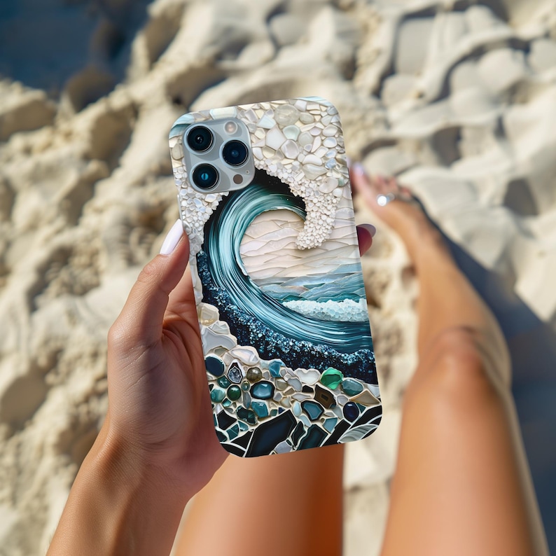 Ocean Wave MagSafe Case: Iridescent Turquoise Beach Design iPhone Cover 17 16 15 14 13 Pro Max, Mini, Galaxy s26 image 6