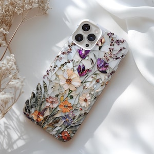 Wildflower Mosaic MagSafe iPhone Case, Botanical Floral, Vintage Garden, iPhone 17 16 15 14 13, Galaxy S26