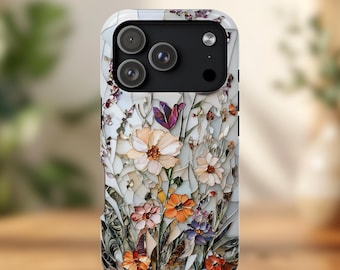 Wildflower Mosaic MagSafe iPhone Case, Botanical Floral, Vintage Garden, iPhone 17 16 15 14 13, Galaxy S26