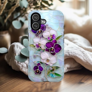 Orchid Flower Phone Case, Purple iPhone Cover, Floral MagSafe Case, April Birth Flower Gift for Galaxy