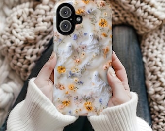 Pastel Goth Ghost & Flowers MagSafe iPhone Case | Cute Spooky Halloween Gift iPhone 17 16 15 14