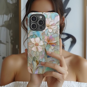 Stained Glass Floral Phone Case: Pastel Wildflower Design