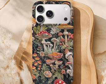 Mushroom Cottagecore-telefoonhoesje, iPhone-hoesje Forest Aesthetic, hoes Botanical Fungi, Woodland Nature-hoesje voor iPhone Samsung Pixel