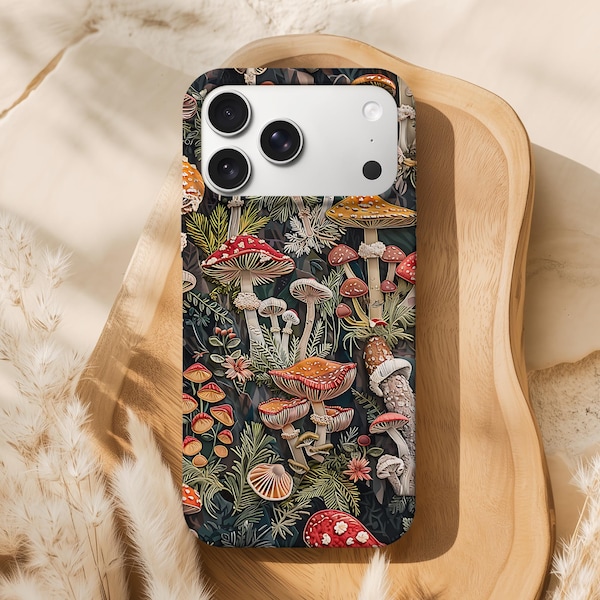 Mushroom Cottagecore Phone Case, Forest Aesthetic iPhone Case, Botanical Fungi Cover, Woodland Nature Case for iPhone Samsung Pixel